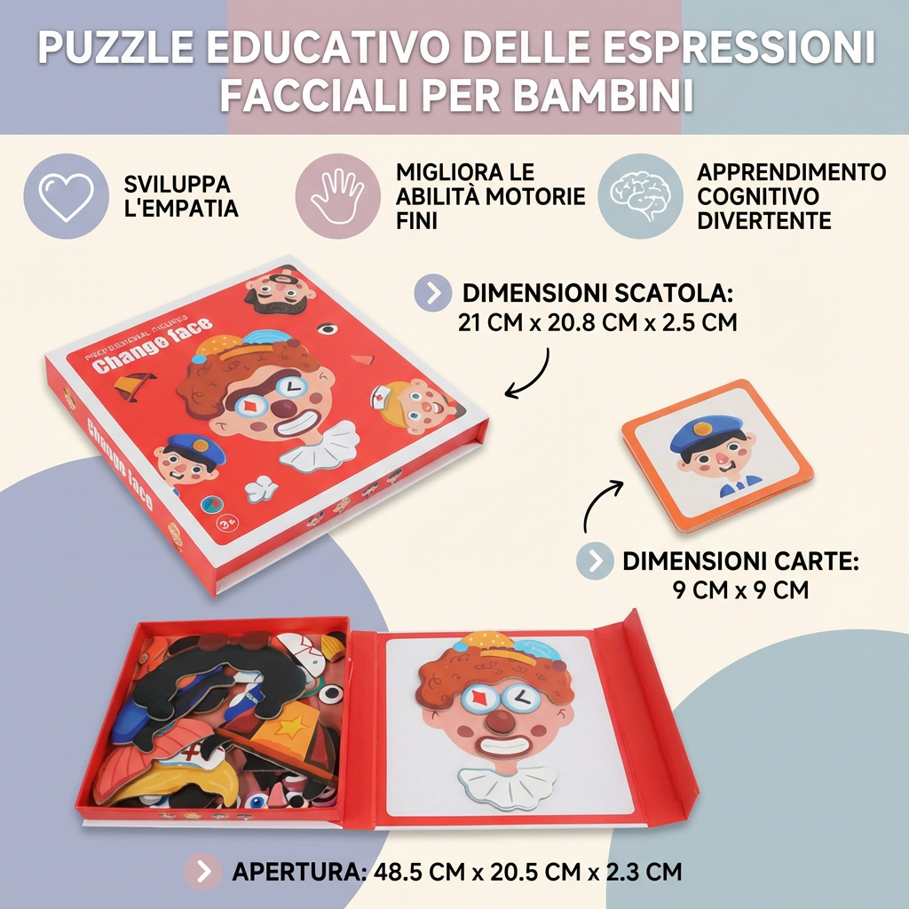Puzzle educativo delle espressioni facciali per bambini