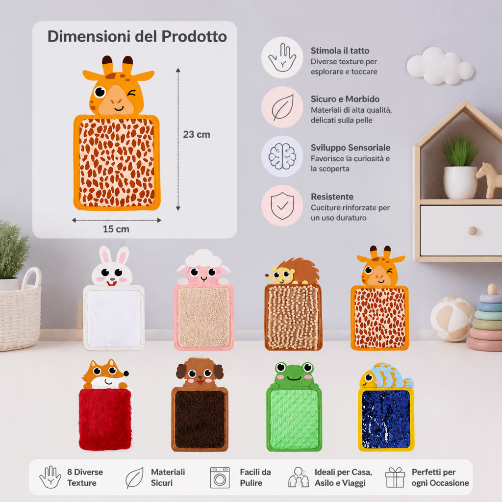 Cuscini Sensoriali con Animali (Set da 8)