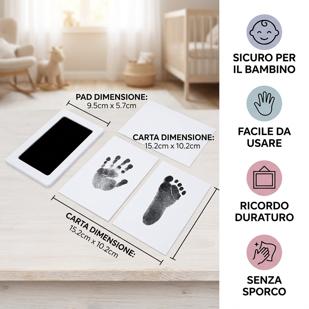 Kit Impronte Mani e Piedini del Bambino – Set Ricordo per Bambini Piccoli