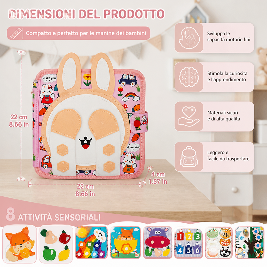 Libro Sensoriale Montessori da Toccare e Scoprire per Bambini Piccoli