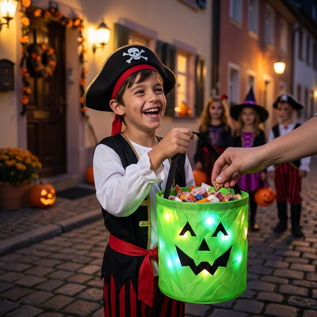 Secchiello LED per Dolcetti di Halloween per il Dolcetto o Scherzetto – Borsa Luminosa Riutilizzabile
