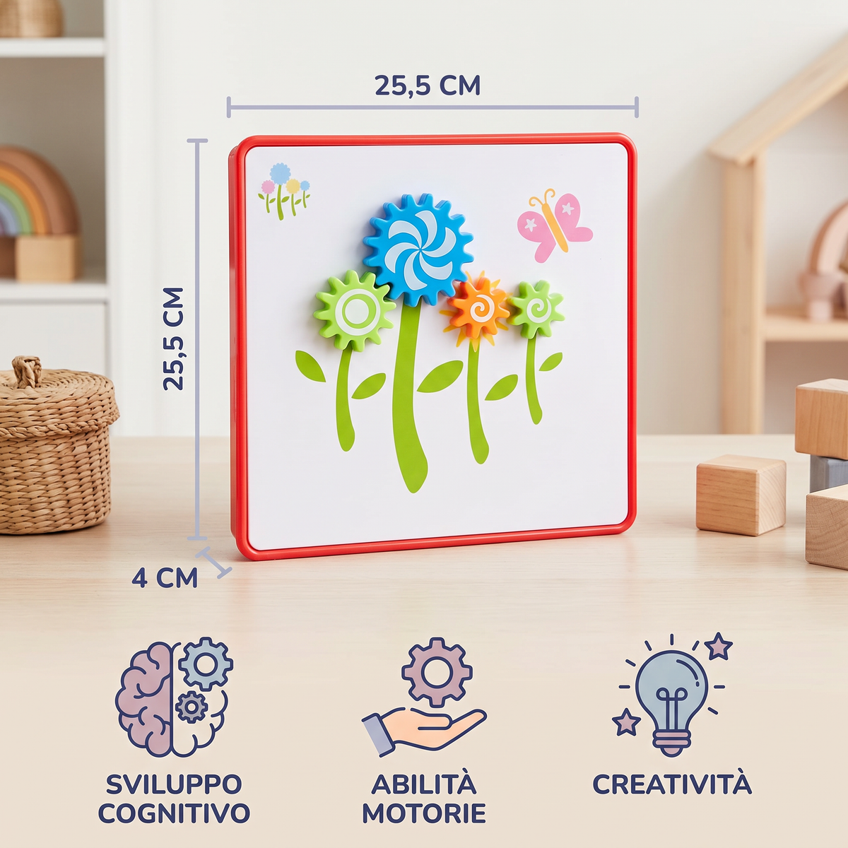 Scatola da Viaggio Creativa con Ingranaggi e Carte Attività per Bambini