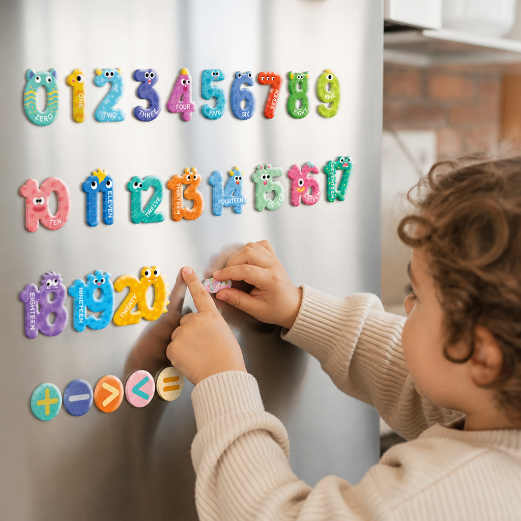 Magneti da Frigorifero con Lettere, Numeri e Animali – Set Educativo per Imparare l’Alfabeto e le Prime Parole