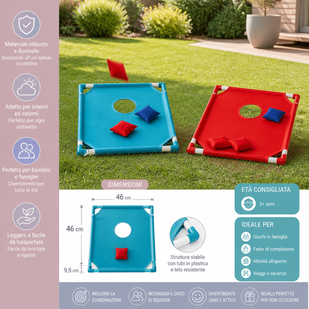 Gioco del lancio dei sacchetti bicolore per bambini – per interni ed esterni