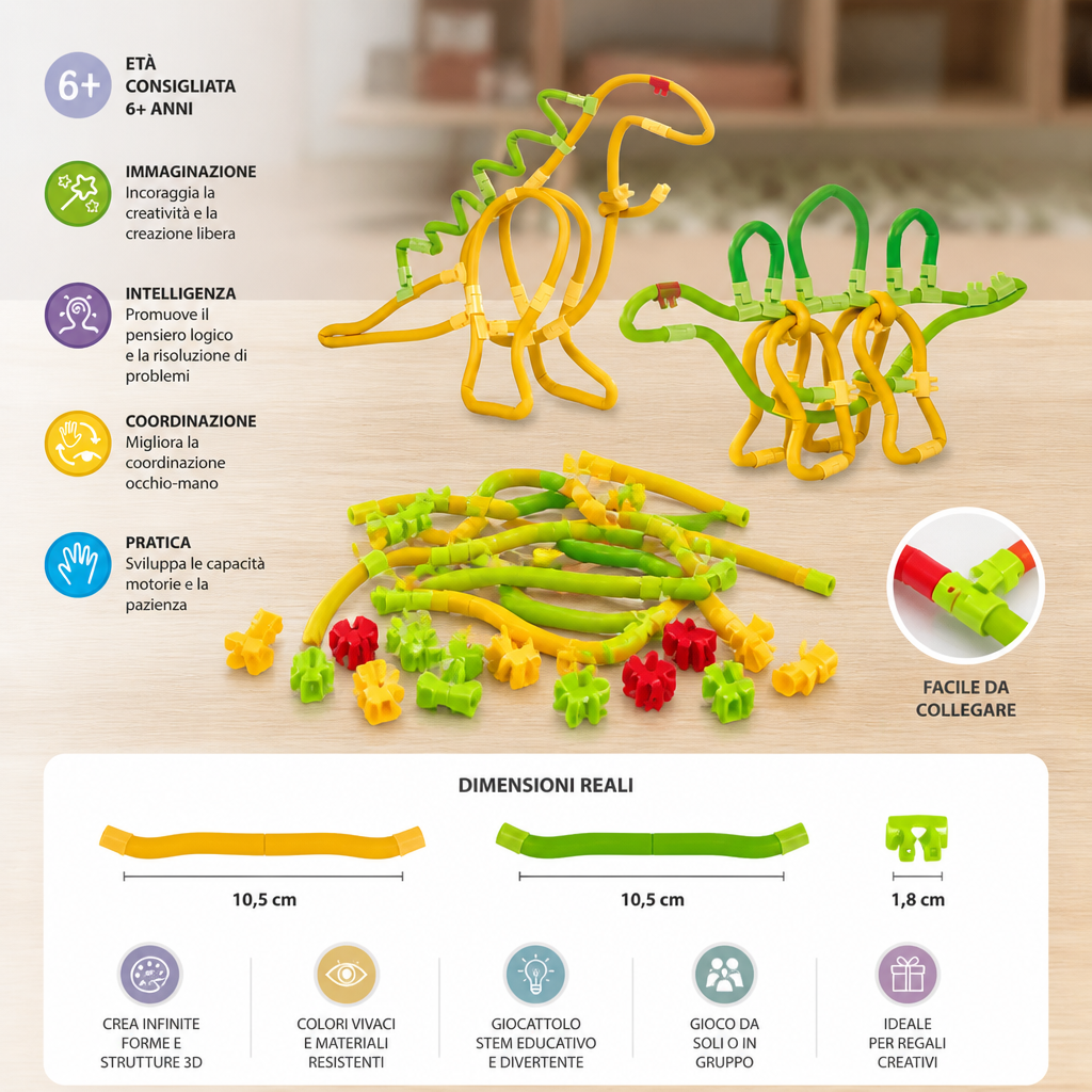 DIY Twisty Sticks – Set creativo per costruzioni 3D e attività STEM