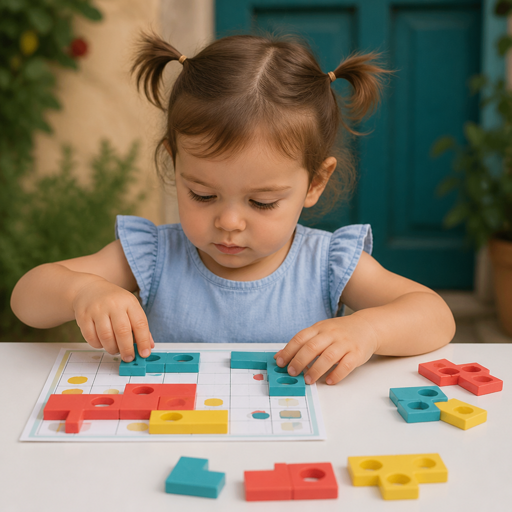Puzzle Montessori in legno per abbinare le forme – Gioco educativo per allenare il riconoscimento dei colori e il pensiero logico