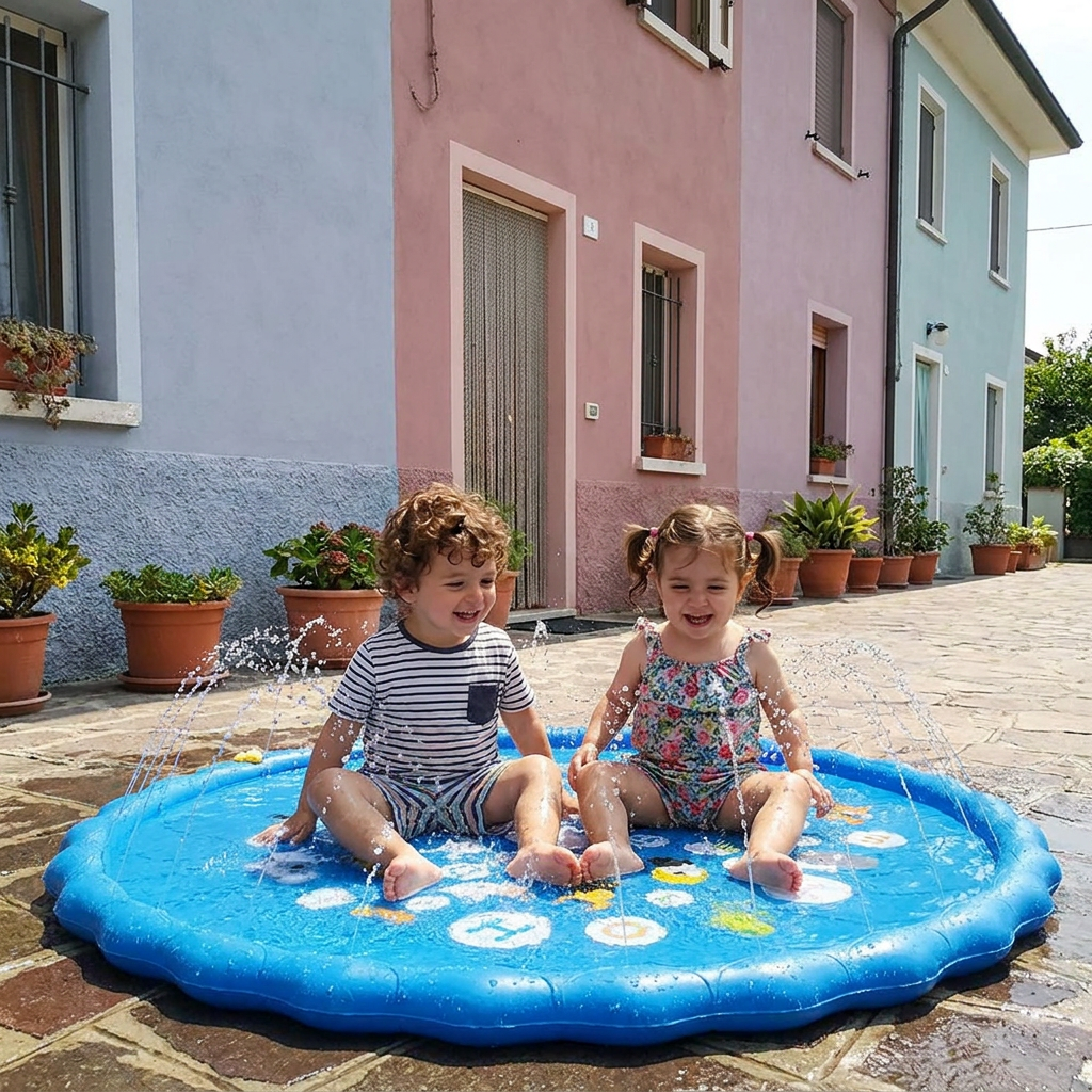 Inflatable Kids Splash Pad con Sprinkler – Materassino da Gioco Acquatico per Giardino e Spiaggia