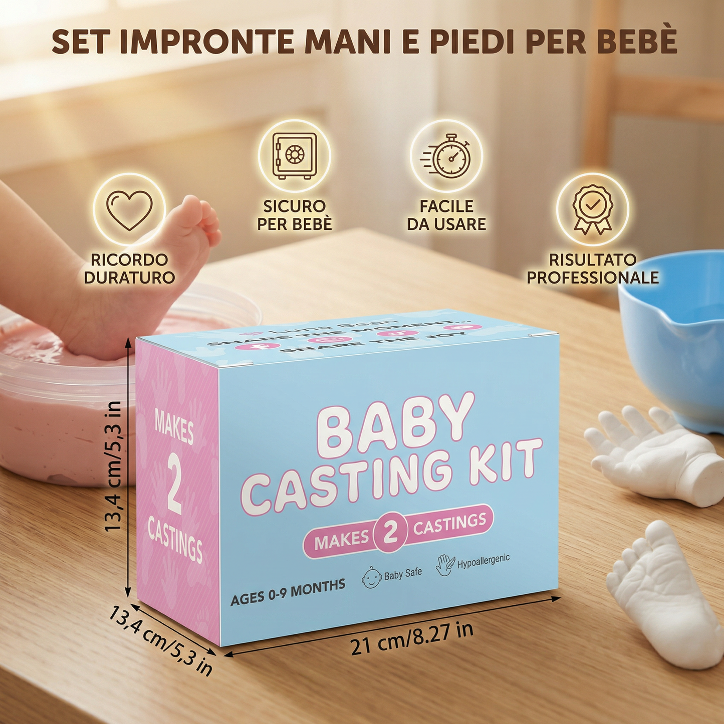 Set impronte mani e piedi per bebè – Kit ricordo per neonati e genitori