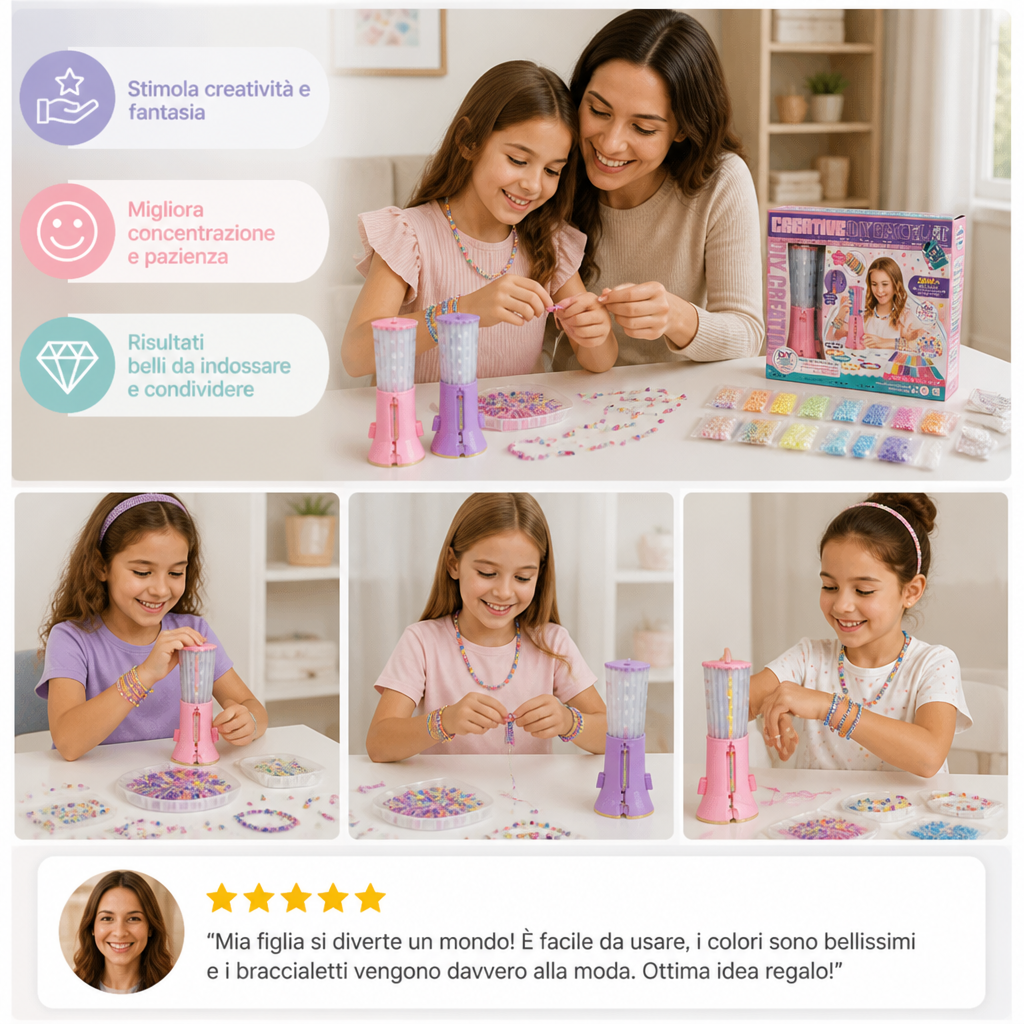 Kit fai da te per creare braccialetti con perline per bambini