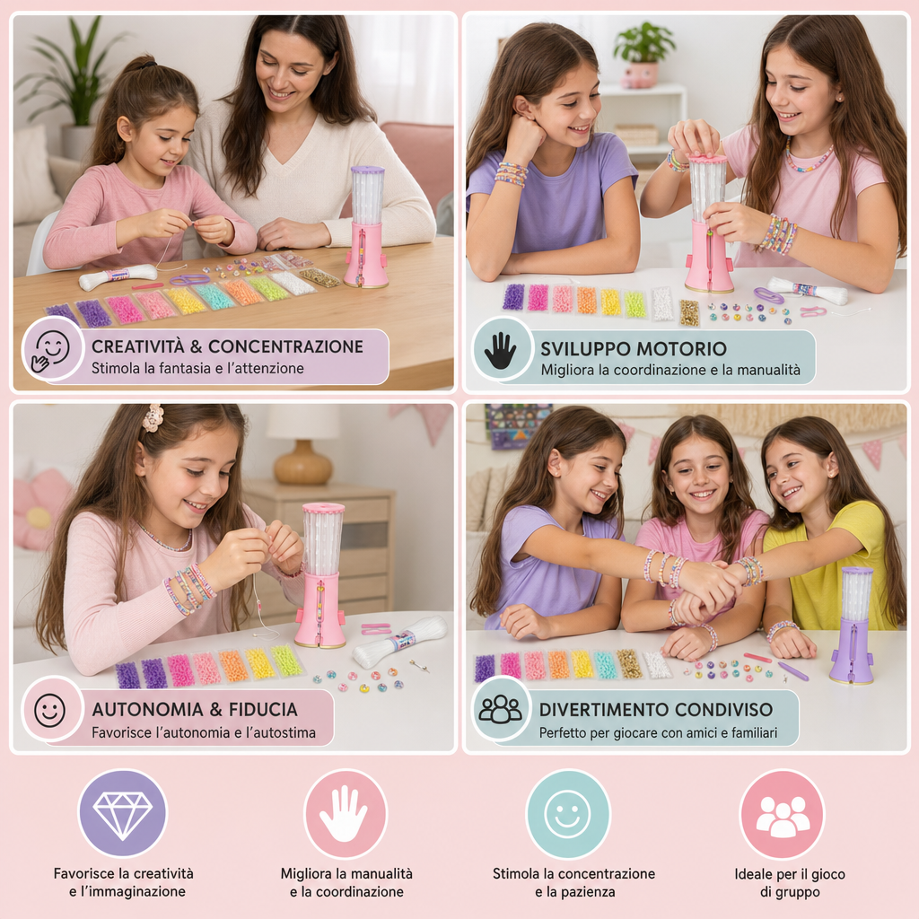 Kit fai da te per creare braccialetti con perline per bambini
