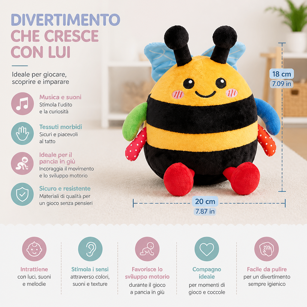Ape di peluche musicale interattiva per il gioco a pancia in giù