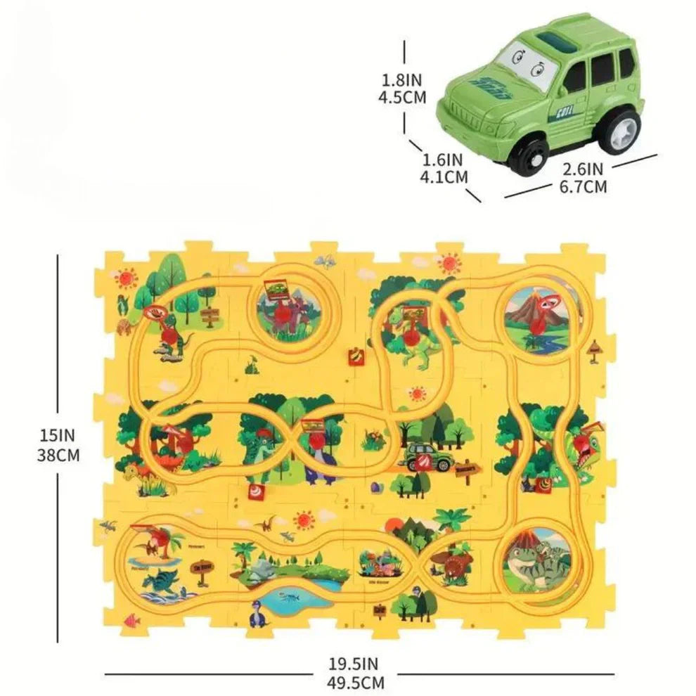 Tappetino da gioco Puzzle Track per bambini ⎜ Gioco interattivo da pavimento con strade collegabili per un divertimento fantasioso