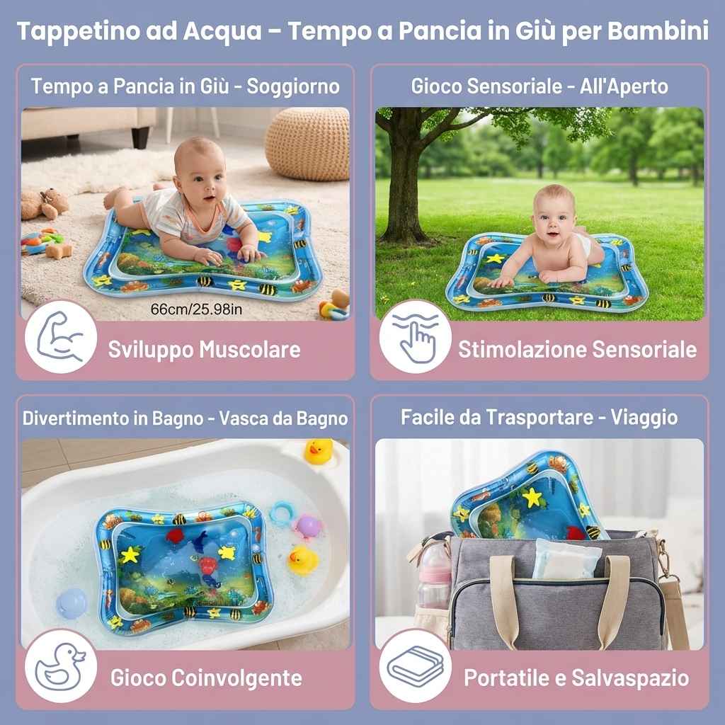 Tappetino ad Acqua – Tempo a Pancia in Giù per Bambini