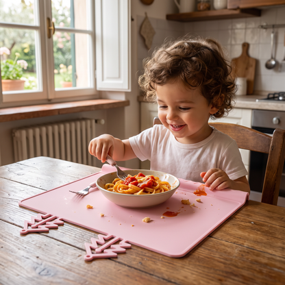 BabySafe Tovaglietta in Silicone Pratica e Igienica per Bambini con Bordo Rialzato