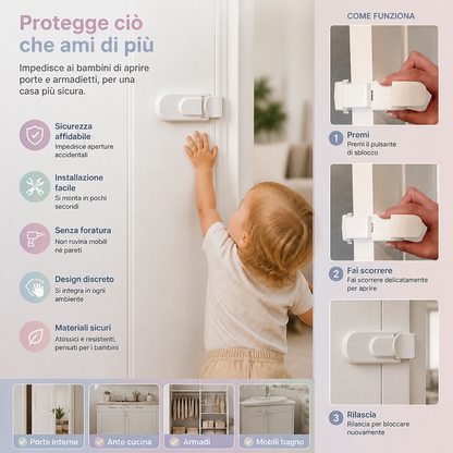 Blocco di Sicurezza per Porte per Bambini Senza Foratura