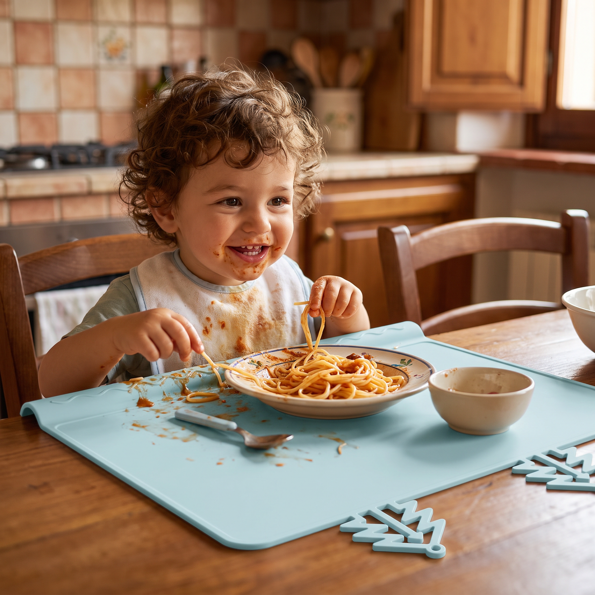 BabySafe Tovaglietta in Silicone Pratica e Igienica per Bambini con Bordo Rialzato