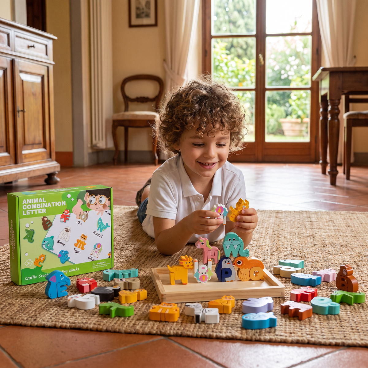 Set di 52 Blocchi 3D con Alfabeto Montessori