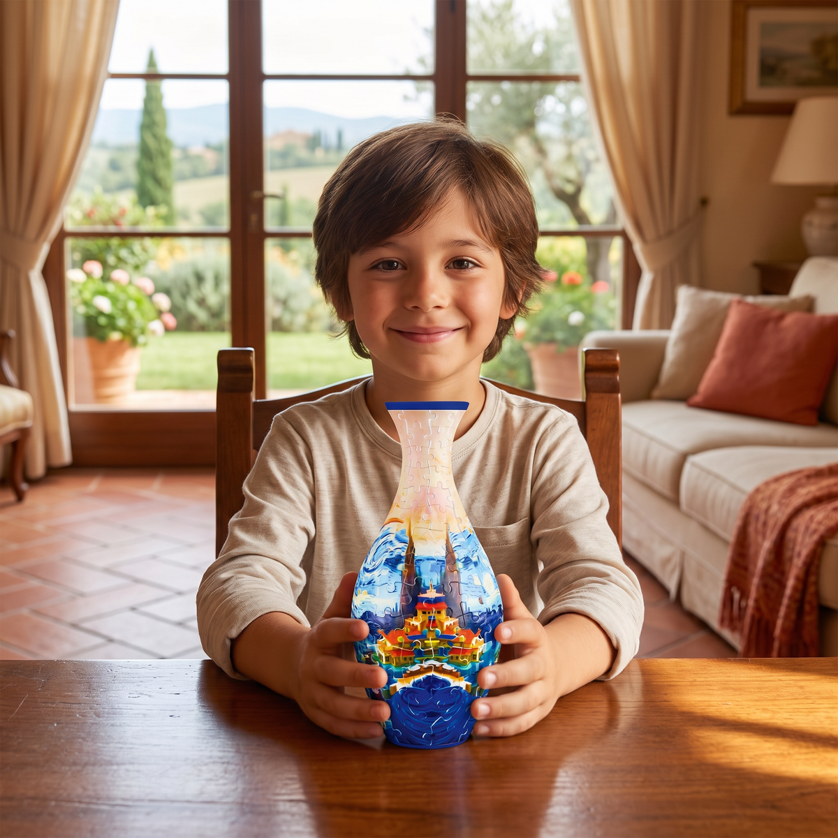 Puzzle 3D Fai-da-te a Forma di Vaso di Fiori