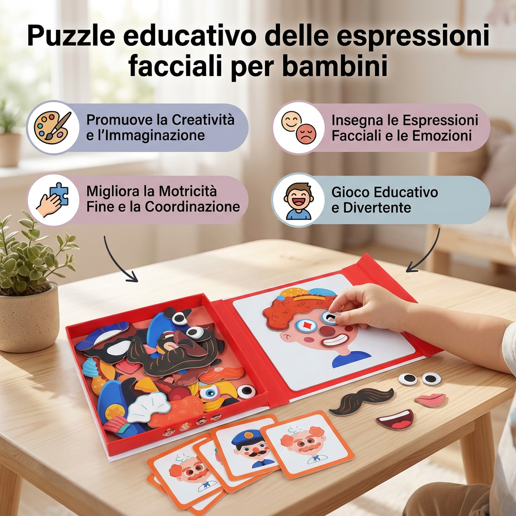 Puzzle educativo delle espressioni facciali per bambini
