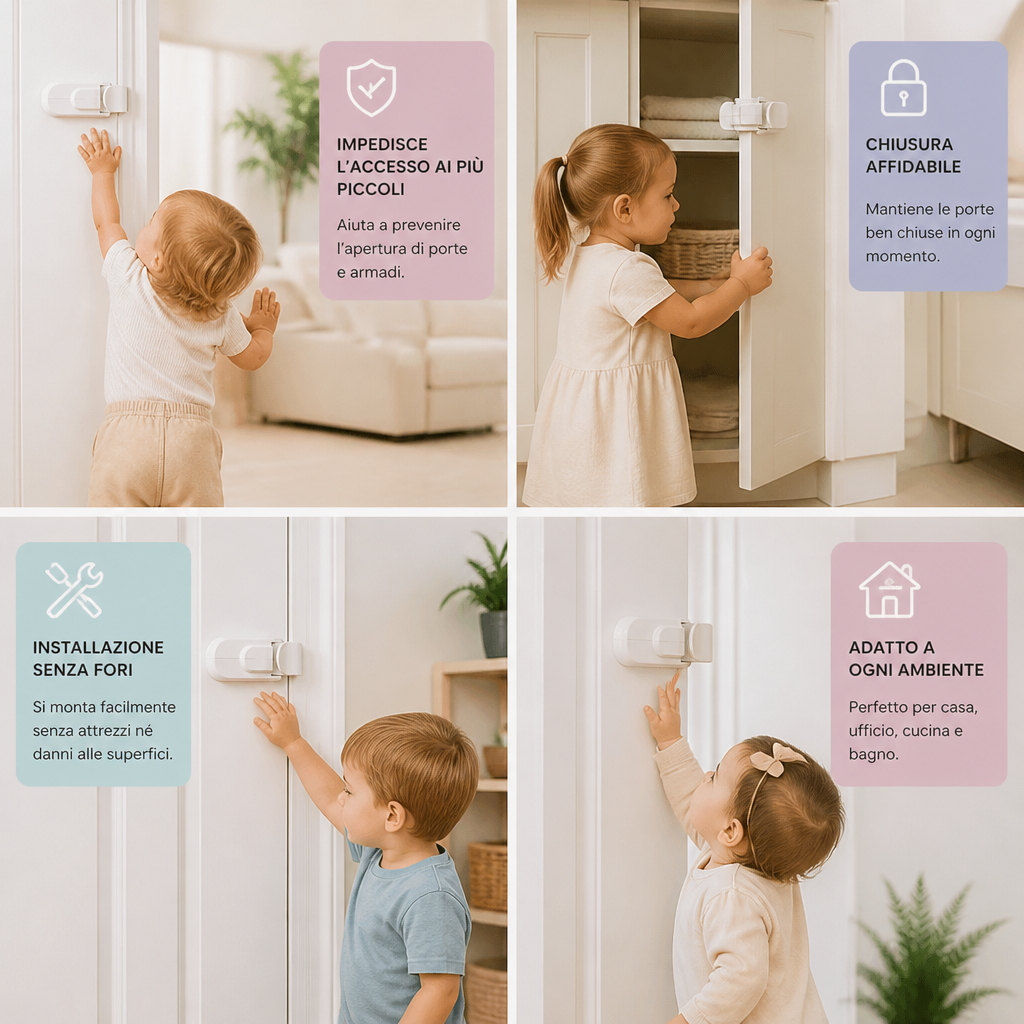 Blocco di Sicurezza per Porte per Bambini Senza Foratura