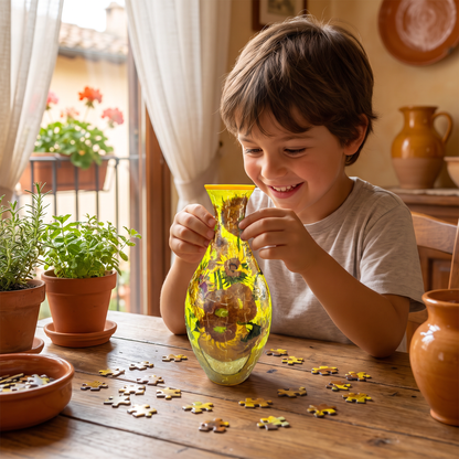 Puzzle 3D Fai-da-te a Forma di Vaso di Fiori