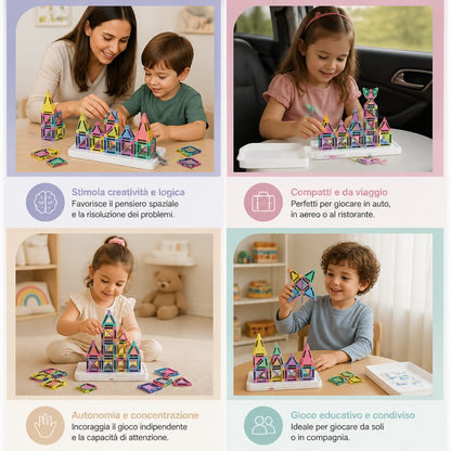 Piastrelle magnetiche compatte – Set Montessori da viaggio da 40 pezzi