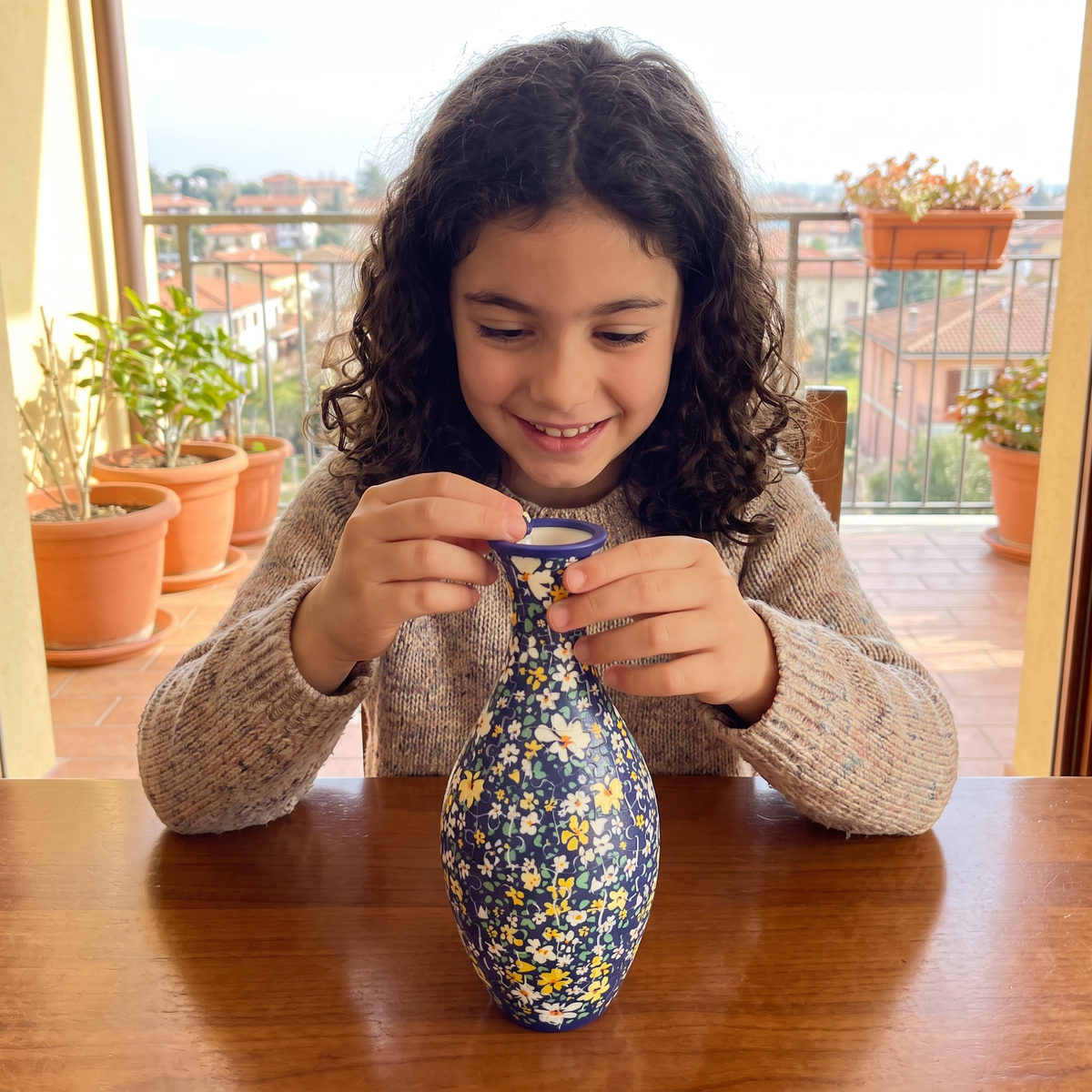 Puzzle 3D Fai-da-te a Forma di Vaso di Fiori