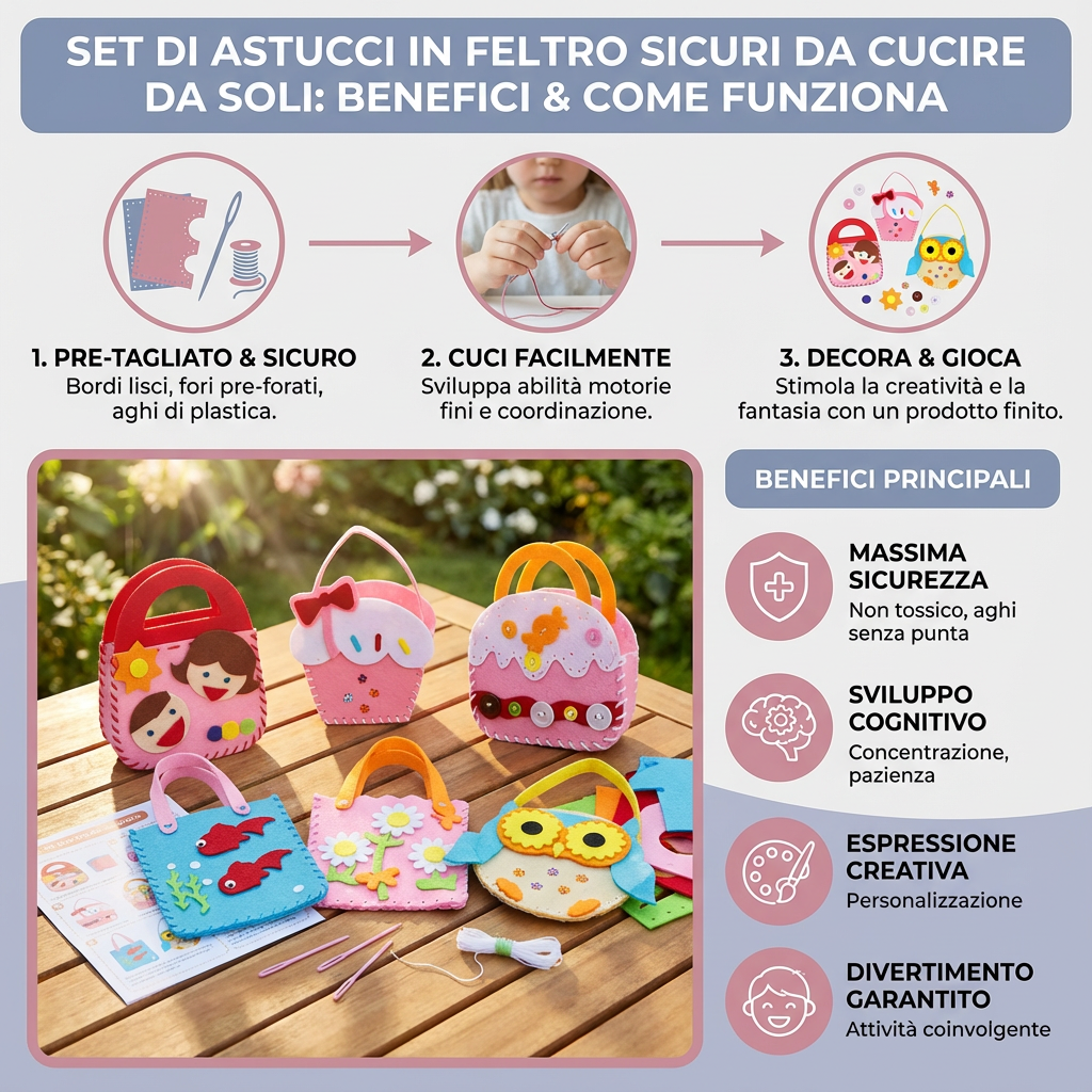Set di Astucci in Feltro Sicuri da Cucire da Soli