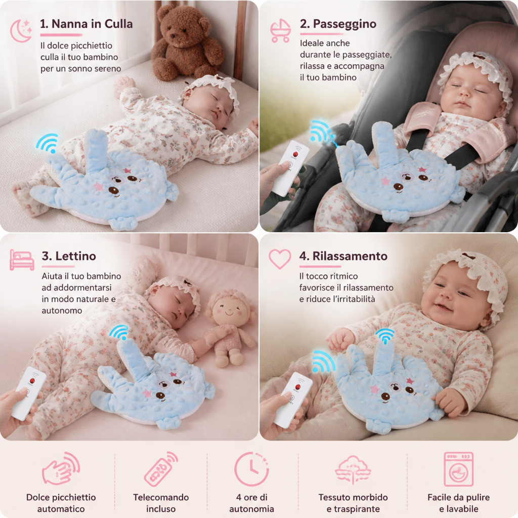 Aiuto per il sonno del bambino con funzione di dolce picchiettio – favorisce un addormentamento tranquillo e autonomo