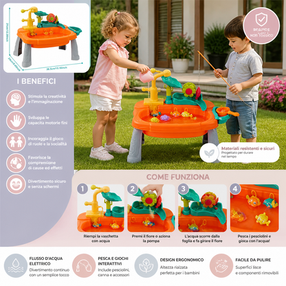 Cucina giocattolo per bambini rialzata ergonomicamente con funzione acqua elettrica