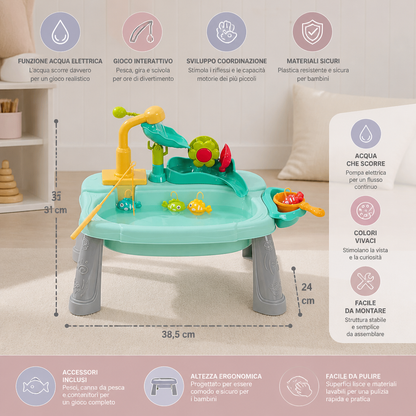 Cucina giocattolo per bambini rialzata ergonomicamente con funzione acqua elettrica