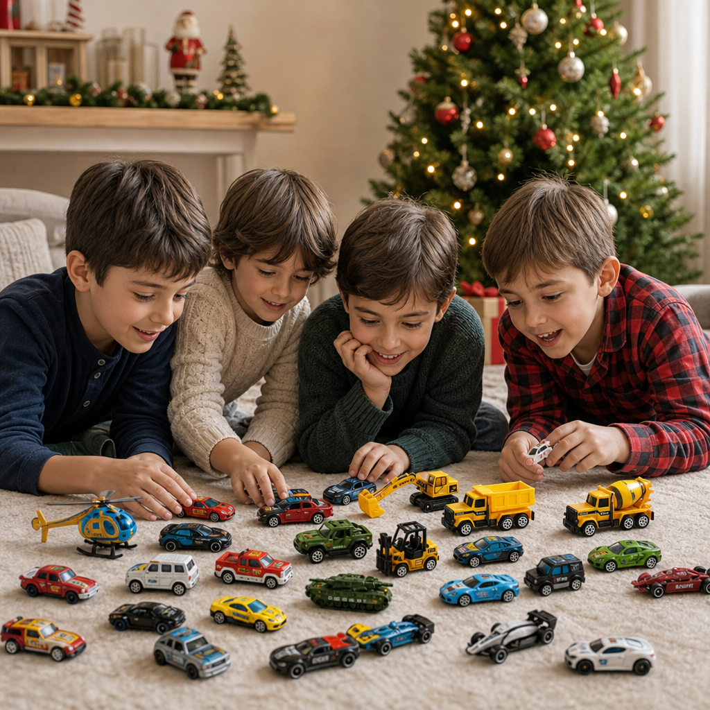 Calendario dell'Avvento di Natale con Auto Die-Cast per Bambini