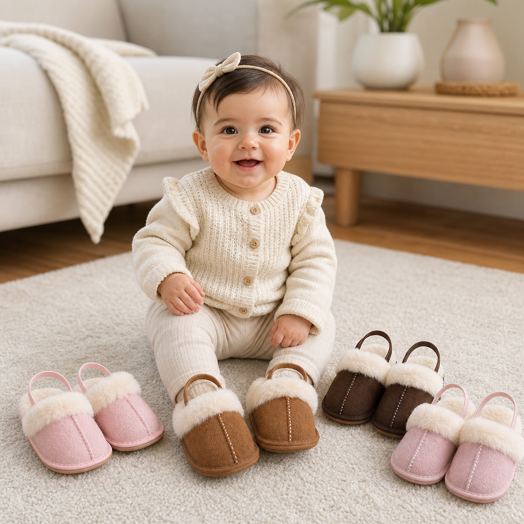 Pantofole Morbide per Neonati e Bambini con Fodera in Peluche e Suole Antiscivolo