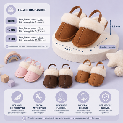 Pantofole Morbide per Neonati e Bambini con Fodera in Peluche e Suole Antiscivolo