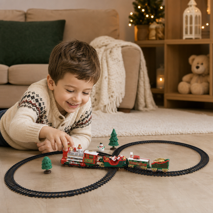 Set di Trenino Elettrico per Bambini con Effetti Luminosi, Sonori e di Vapore