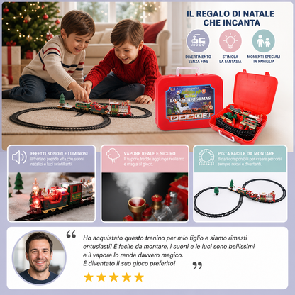 Set di Trenino Elettrico per Bambini con Effetti Luminosi, Sonori e di Vapore