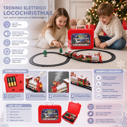 Set di Trenino Elettrico per Bambini con Effetti Luminosi, Sonori e di Vapore