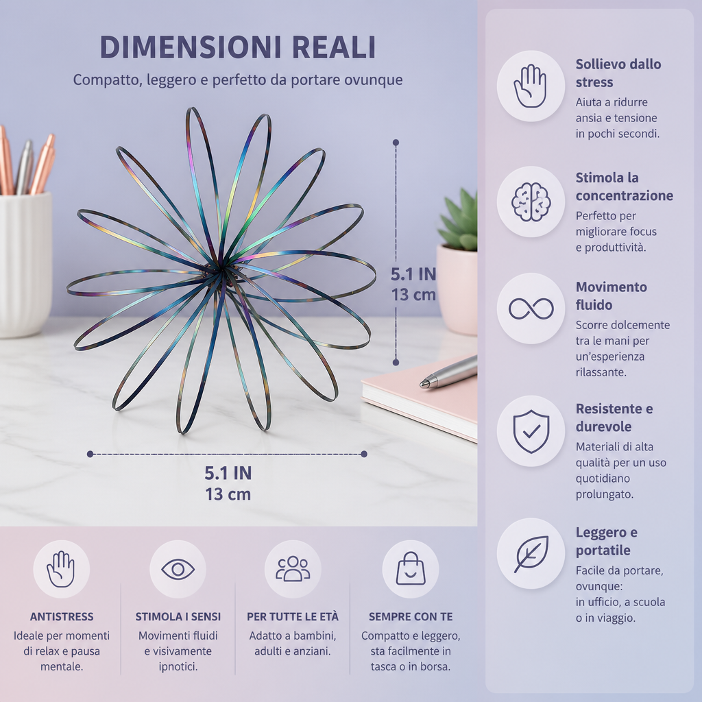 Giocattolo Fidget Geometrico a Molla – Scultura Sensoriale Antistress