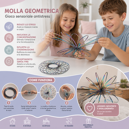 Giocattolo Fidget Geometrico a Molla – Scultura Sensoriale Antistress