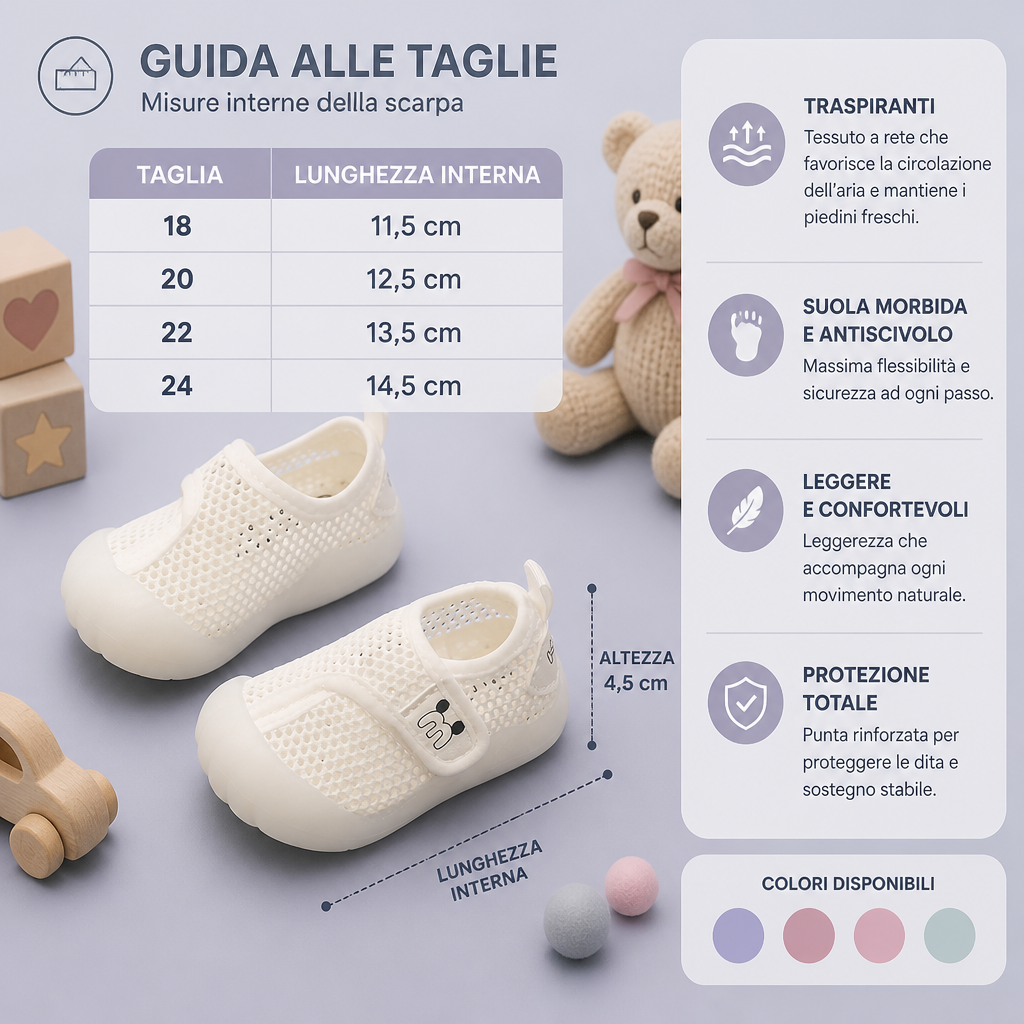 Scarpine comode per bambini con suola morbida e antiscivolo