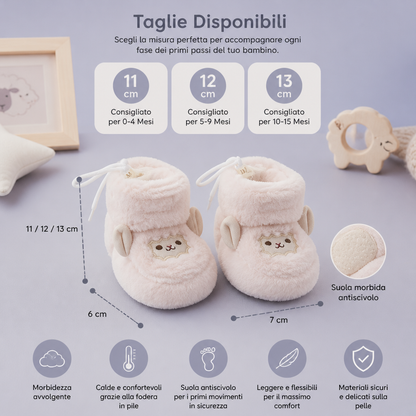 Calde e Morbide Scarpine per Neonati con Fodera in Pile e Suole Morbide Antiscivolo