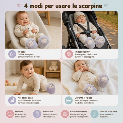 Calde e Morbide Scarpine per Neonati con Fodera in Pile e Suole Morbide Antiscivolo
