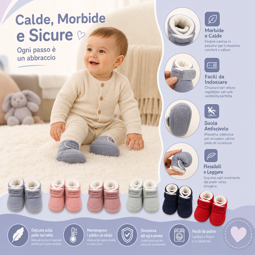 Scarpine Morbide e Calde per Neonati con Suole Antiscivolo