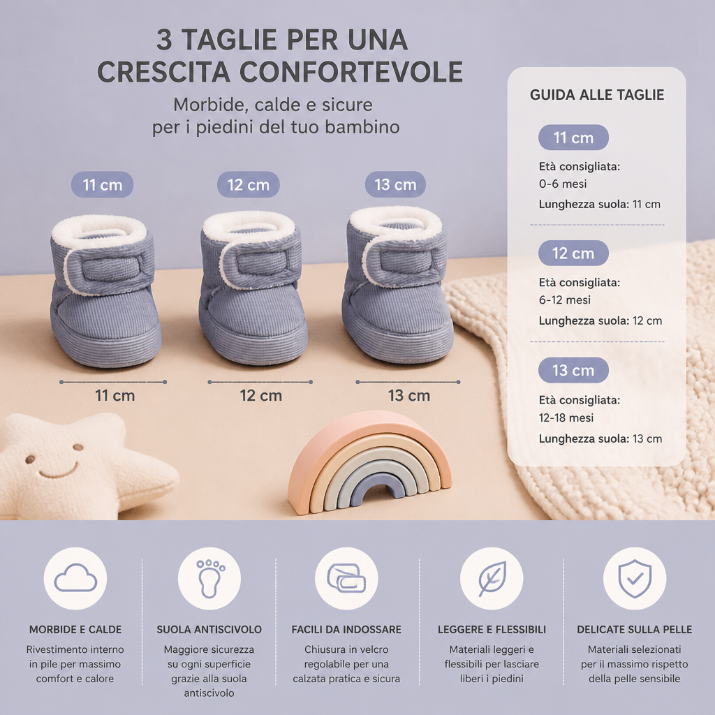 Scarpine Morbide e Calde per Neonati con Suole Antiscivolo