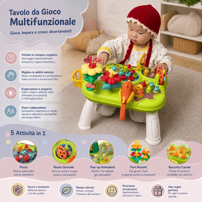 Tavolo da Gioco Multifunzionale per Bambini con Diverse Stazioni di Gioco