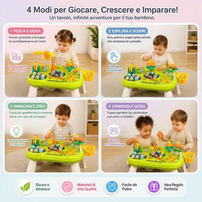 Tavolo da Gioco Multifunzionale per Bambini con Diverse Stazioni di Gioco