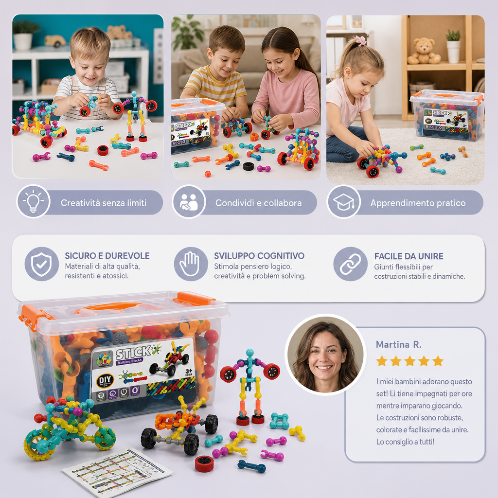 Set di Costruzioni Educativo Fai-da-Te con Giunti Mobili