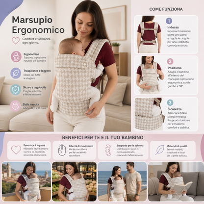 Marsupio ergonomico per neonati – traspirante e regolabile
