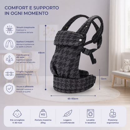 Marsupio ergonomico per neonati – traspirante e regolabile