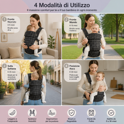 Marsupio ergonomico per neonati – traspirante e regolabile
